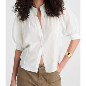 Madewell Puff-Sleeve Band-Collar Shirt Size 00 New with tags.